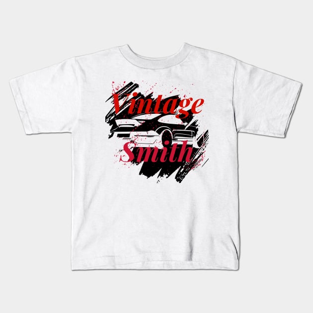 Vintage Smith Red Porsche Kids T-Shirt by LynxMotorStore